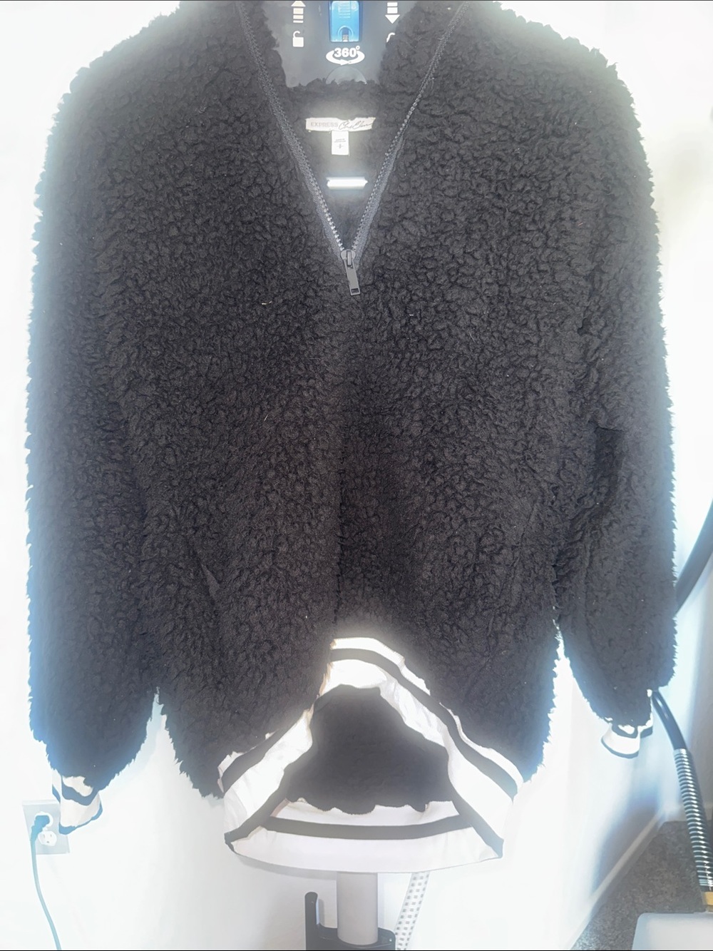 Express Black Sherpa Half-Zip Teddy Pullover